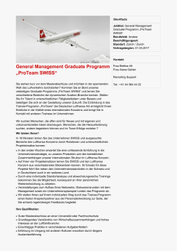 General Management Graduate Programm „ProTeam SWISS“