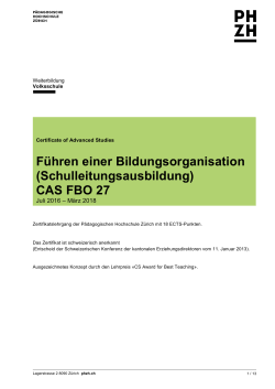 CAS FBO 27 - Pädagogische Hochschule Zürich