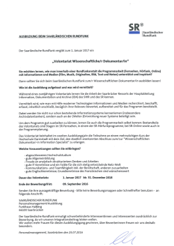 Der Saarländische Rundfunk vergibt zum 1. Januar 2017 ein