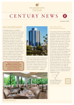 Zeitung Century News Sommer 2016 - New Century Hotel Frankfurt