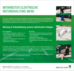 mitarbeiter elektrische instandhaltung (m/w) - muehlen