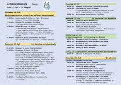 Gottesdienstordnung Bezirk 1 vom 17, Juli – 14. August
