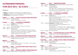 GOTTESDIENSTORDNUNG VOM 30.07.2016