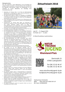 Zirkusfreizeit 2016 - Naturfreundejugend Rheinland