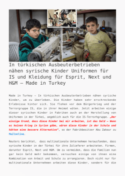 In t&uuml;rkischen Ausbeuterbetrieben n&auml;hen syrische - K