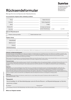R&uuml;cksendeformular