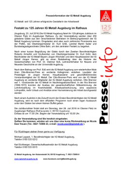 Festakt zu 125 Jahren IG Metall Augsburg im Rathaus