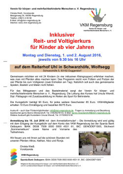Inklusiver Reit- und Voltigierkurs f&uuml;r Kinder ab vier Jahren