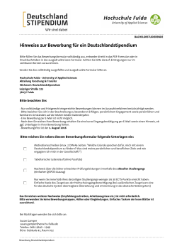Hinweise zur Bewerbung für ein