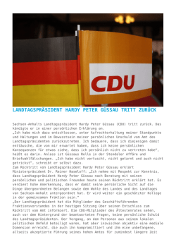 Landtagspräsident Hardy Peter Güssau tritt zurück