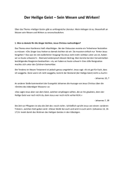 Der Heilige Geist – Sein Wesen und Wirken!