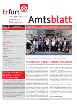 Amtsblatt Nr. 12 vom 05.08.2016 der Landeshauptstadt Erfurt