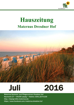 Hauszeitung Juli 2016