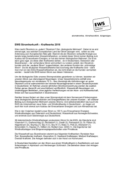 Informationen zur Stromherkunft 2016
