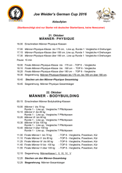 Joe Weider`s German Cup 2016 M&Auml;NNER - BODYBUILDING