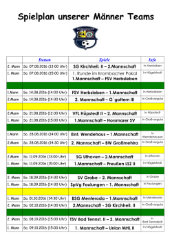 Spielplan unserer Männer Teams