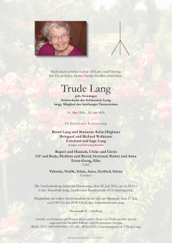 Trude Lang - Bestattung Jung