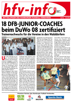 18 DFB-JUNIOR-COACHES beim DuWo 08 zertifiziert