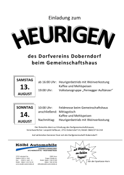Einladung zum des Dorfvereins Doberndorf beim Gemeinschaftshaus
