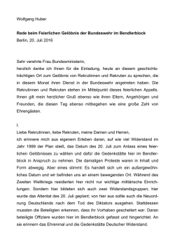 Wolfgang Huber Rede beim Feierlichen Gelöbnis der Bundeswehr