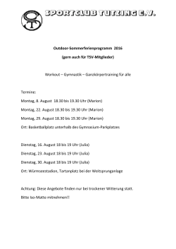 Outdoor-Sommerferienprogramm 2016 (gern auch für TSV