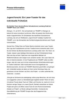 Jugend forscht: Ein Laser-Toaster f&uuml;r das