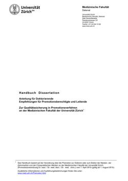 Handbuch Dissertation - Medizinische Fakult&auml;t