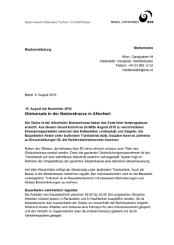 Gleisersatz in der Baslerstrasse in Allschwil