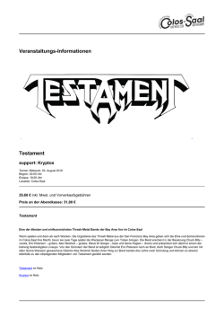 Veranstaltungs-Informationen Testament - Colos-Saal