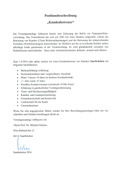 Stellenangebot Kundenbetreuer (m/w)