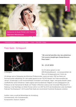 Peter Sadlo - Schlagwerk - Hochschule für Musik FRANZ LISZT