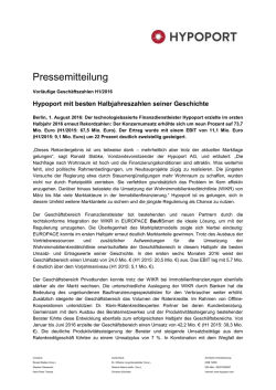 Hypoport mit besten Halbjahreszahlen seiner