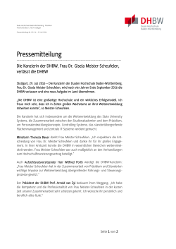 Pressemitteilung - Duale Hochschule Baden