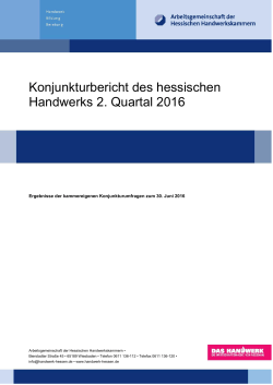 Konjunkturbericht des hessischen Handwerks 2. Quartal 2016