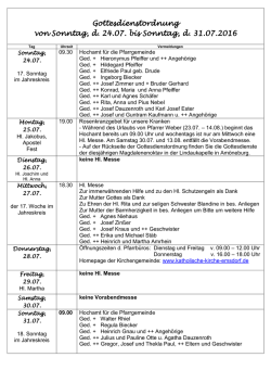 Gottesdienstordnung vom 24.07.