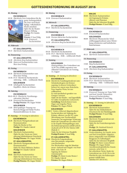 Gottesdienstzeiten August 2016