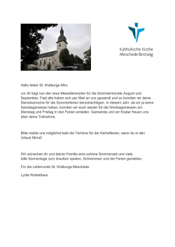 Hallo lieber St. Walburga Mini, vor dir liegt nun der neue