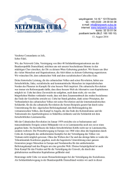 Fidel-90 NwC-Gl&uuml;ckwunsch - Netzwerk Cuba Nachrichten