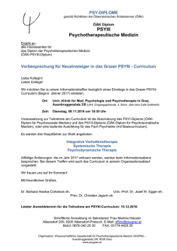 Info-Abend f&uuml;r Neueinsteiger in das PSY III