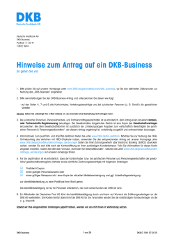 Hinweise zum Antrag auf ein DKB