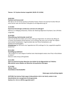 Themen: 32. Psychose-Seminar Langenfeld (28.09.