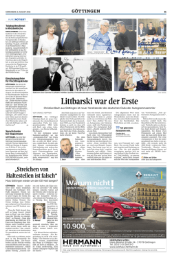 G&ouml;ttinger Tageblatt vom 07.08.2016