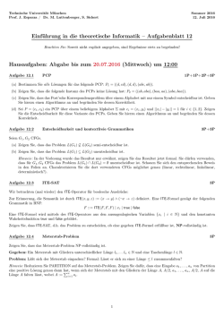 Einf&uuml;hrung in die theoretische Informatik &ndash; Aufgabenblatt 12