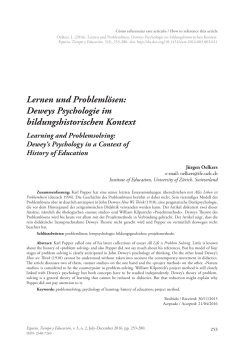 Lernen und Problemlösen: Deweys Psychologie im