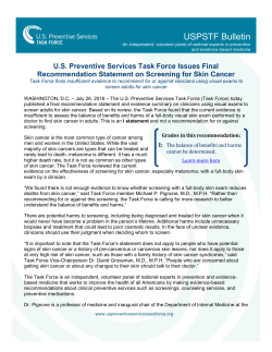 U.S. Preventive Services Task Force Issues Final Recommendation