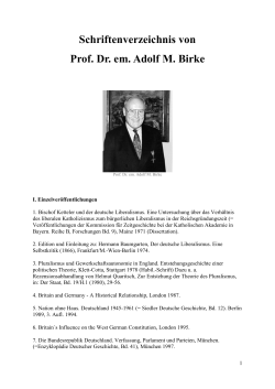 Schriftenverzeichnis von Prof. Dr. em. Adolf M. Birke - Prinz