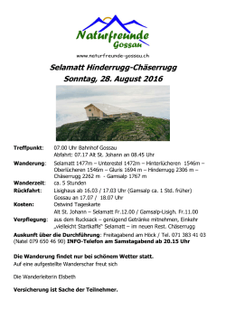 Selamatt Hinderrugg-Chäserrugg Sonntag, 28. August 2016