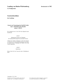 Gesetzesbeschluss des Landtags Gesetz zur Umsetzung des EuGH