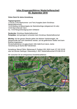 Infos Eingangzeitfahren Niederhelfenschwil 04. September 2016