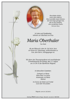 Maria Oberthaler - Bestattung Sterzl